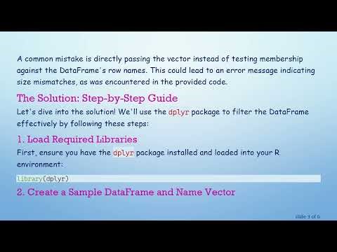 How to Filter a DataFrame by Contents in a Name Vector in R