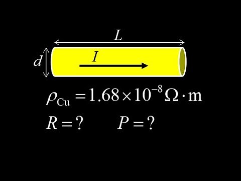 Resistance length and area formula: example including resistivity and power dissipated by a wire.
