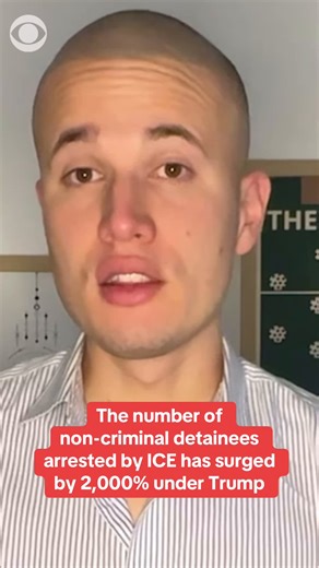 119K views · 7.7K reactions | The number of immigration detainees without criminal records who are held in federal detention centers after getting arrested by ICE has increased by over 2,000% since the start of the second Trump administration in January, according to official government data. CBS News' Camilo Montoya-Galvez has more. https://cbsn.ws/3JX50FR | CBS News | Facebook
