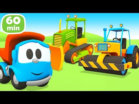 Léo le camion curieux. Assemblage des engins de chantier. Dessin animé 60 MIN pour enfants