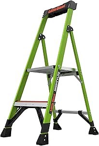 Little Giant Ladders, MightyLite, M4, 4 ft Stepladder, Ground Cue, Fiberglass, Type IAA, 375 lbs weight rating, Green, (15384-001)