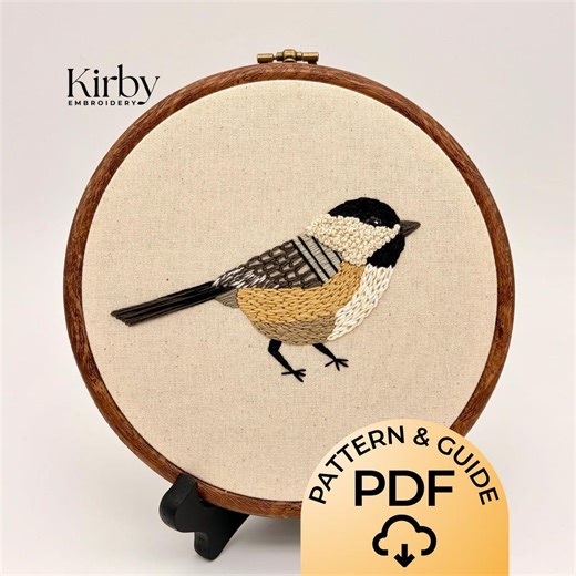 Chickadee Bird Embroidery PDF | Intermediate Pattern and Guide | Textured Design | Hand Embroidery - Etsy