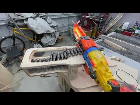 Nerf machine gun turret - belt feed test