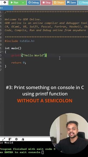 C program to print a statement without using a semicolon!? 🤓💯
