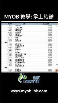 MYOB 教學課程 : 承上結餘 | 30分鐘快速學習 MYOB 會計軟件｜MYOB Training Course #excel #accountingconcept