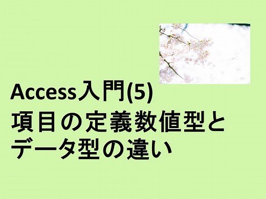 Access入門講座(5)　項目の定義数値型とデータ型の違い