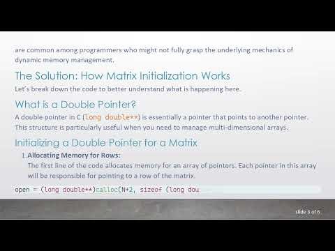 Understanding Double Pointers for Matrix Initialization in C