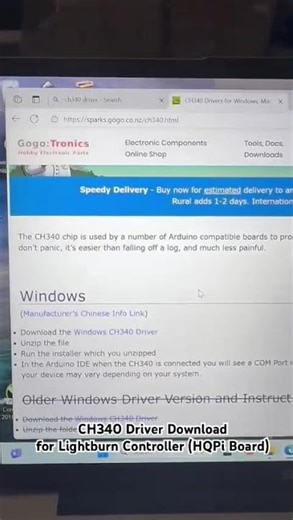 CH340 Driver Download for Lightburn Laser Cutter if cannot detect machine using device manager