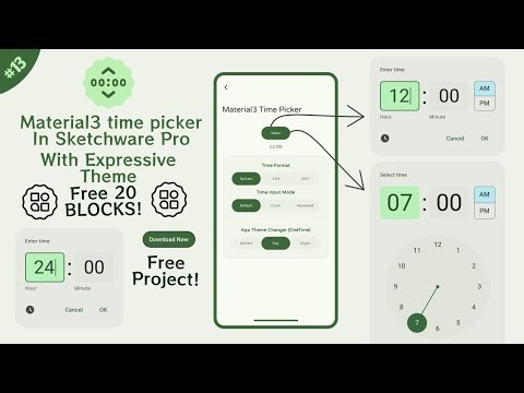 Material3 Time Picker In Sketchware Pro #fastersoftwaredeveloper #sketchwarepro #material3