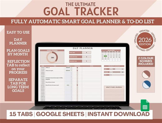 2026 Goal Planner: SMART Goal Tracker for Google Sheets (digital Download) - Etsy