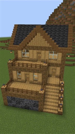 🏡 Level up your survival world with this cozy 2-story Oak House! ✨#minecraft #minecraftbuild #house