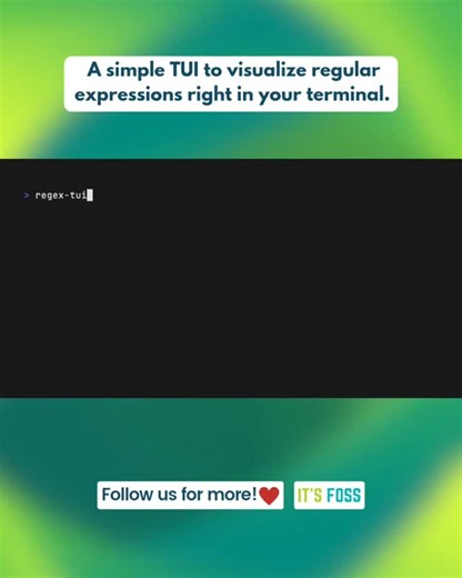 It's FOSS on Instagram: "Regex TUI — test and visualize your regular expressions right from the terminal, in real time! ✨ Features 🎯 Live regex validation and match highlighting 📝 Multi-line text input for testing ⚙️ RE2 engine with global & case-insensitive options 🧭 Tab navigation and clean, responsive TUI Perfect for developers who love regex and the terminal. 👉 Project: github.com/danny-avila/regex-tui #regex #commandline #cli"