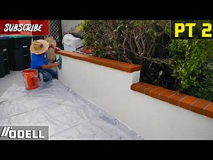 How to Build a Retaining wall With Stucco and Brick Caps Part 2