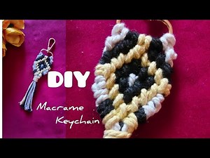 Diy Macrame Keychain for beginners | Step by step tutorial | Diamond pattern #macramekeychain #diy