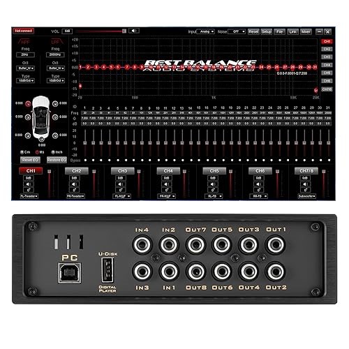 Car Audio DSP BTS880 4 Input 8 Output DSP Digital Signal Processor with Built in EQ Crossovers, 31-Band RCA&#x