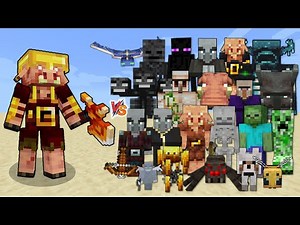 Armored Piglin Brute (Minecraft Dungeons) vs Every Mob in Minecraft - Minecraft Dungeons mob battle