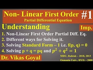 Non Linear Partial Differential Equation of First Order #1 in Hindi | Standard Form - I