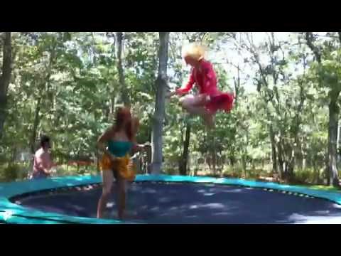 Girls jumping on Trampolines!