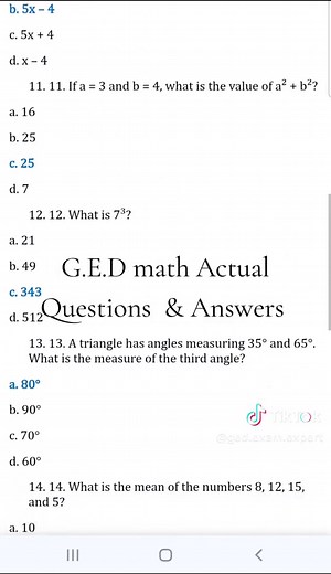 GED Math Study Guide: Actual Questions & Answers