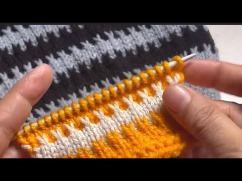 Easy Two-Colour Knitting Pattern | Simple Knitting Design Tutorial | Beginners Knitting Lessons