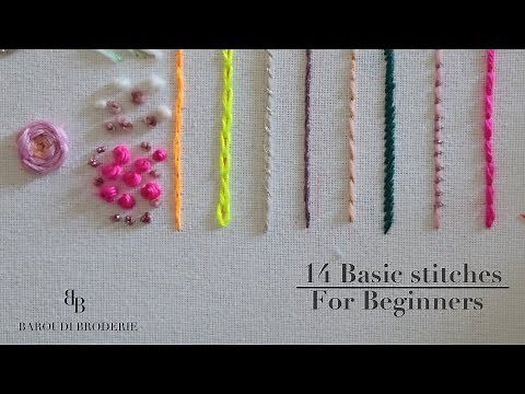 Hand embroidery for beginners - 14 basic stitches I Embroidery step by step tutoriel
