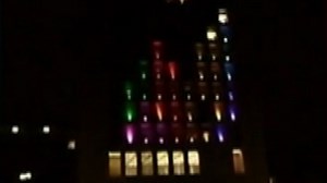 Students play Tetris on MIT building