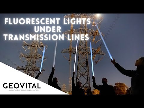 Fluorescent tube lights under transmission lines
