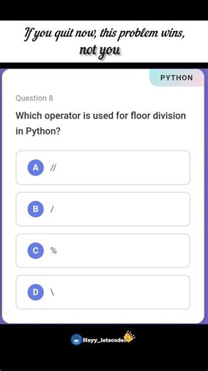 Python Floor Division Operator Explained | Python MCQ Shorts | Beginners Quick Quiz | l
