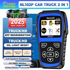 Nexas NL102P Diesel Truck Scanner HD OBD Heavy Duty Truck Diagnostic Scan Tool DPF Regen Oil Reset OBD2 Scanner Truck Car 2 in 1 Code Reader