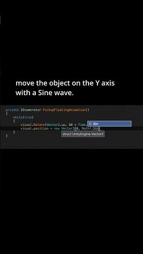 Pick-up item floating animation in Unity!🍄💎⭐️💰 #shorts