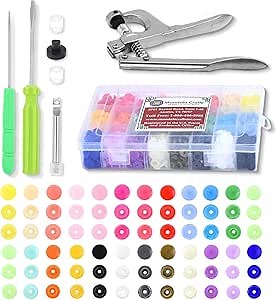 Mandala Crafts Size 20 12mm 1/2 Inch T5 Assorted No Sew Plastic Snaps Fasteners Buttons Kit with Press on Snap Tools Pliers for Sewing Fabric and Clothes, 360 Sets
