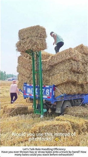 Bale Loading Made Easy – Machine Lifts and Stacks Straw 🚜🌾