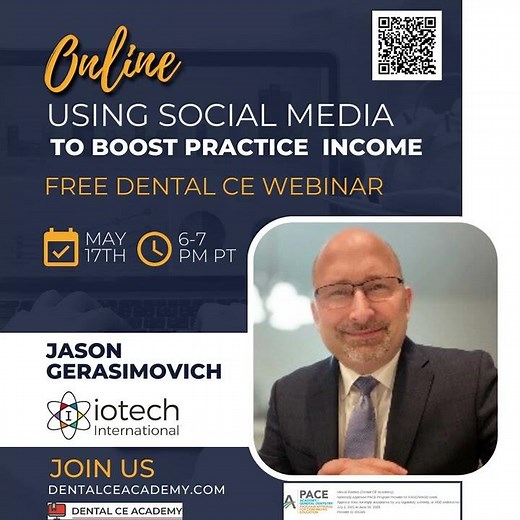 Free Dental CE Webinar hosted by Dental CE Academy. "Using Social Media to Boost Practice Income"
