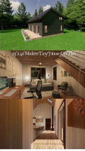 23x42 Modern Tiny House Plan with Loft | Cabin Style Small Home #blueprint #tinyhouse #12blueprints