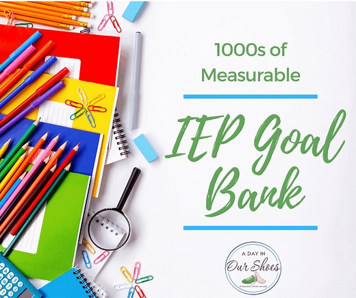 Free IEP Goal Bank with 1000  Measurable IEP Goals and Objectives separated by Domain