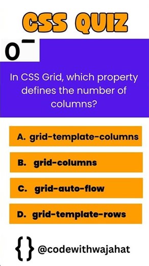 In CSS Grid, which property defines the number of columns? 🟦 | CSS Basics #shorts