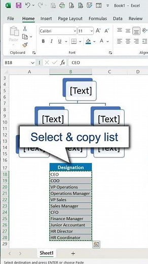 Use this trick to create organisational chart in excel quickly