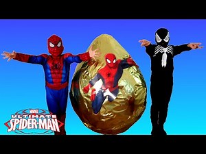 Spiderman Toys GIANT EGG SURPRISE Opening Pretend Play with Awesome Toys Collector