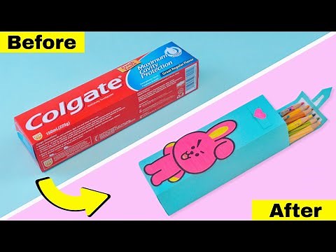 DIY Cute Pencil box from Colgate box easy || How to make pencil box at home
