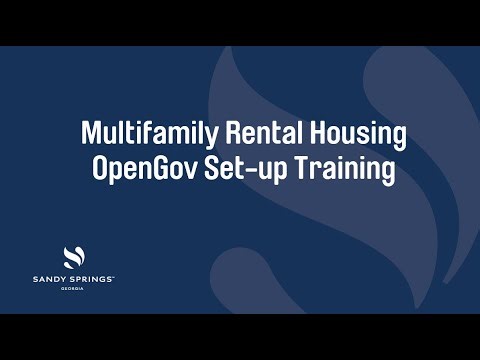 Multi-family Rental Housing OpenGov Set-up Training