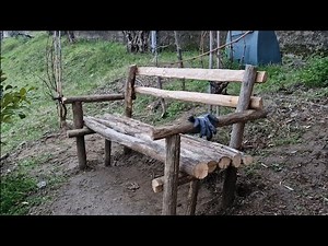 Building a wooden bench, made from forest wood - Rustic style. No experience needed.
