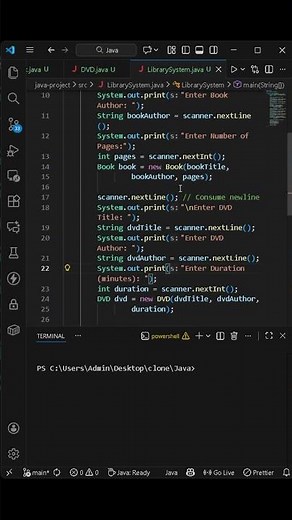 Java OOP Project Library Management System using Inheritance Book & DVD Example Explained