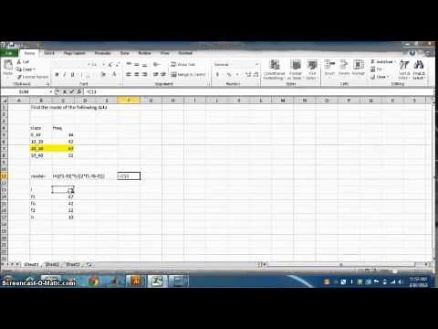 MODE OF GROUPED DATA USING EXCEL