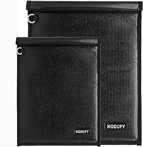 Faraday Bag for Laptops & Tablets - 2 Pack 20 x 15 inches and 15 x 10 inches Faraday Cage, Faraday Key Fob Protector, Fireproof & Waterproof Key Fob Signal Blocker, RFID Pouch for Key Fob(Black)