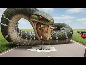 Giant Python Attacks Cow | Emergency Cow Rescue by ALPHA RESCUE TEAM 🐍🐄