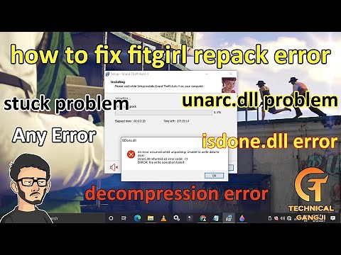 how to fix fitgirl repack error || isdone.dll || unarc.dll || returned an error code | stuck problem