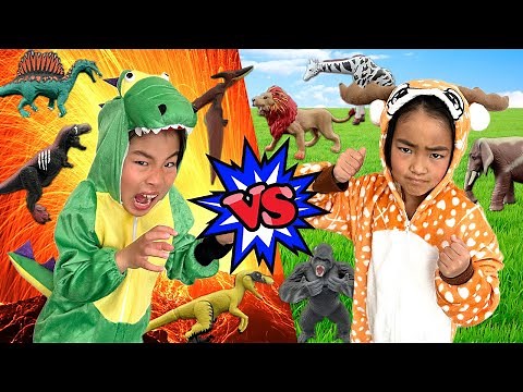 【寸劇】恐竜 VS 動物で名前当てゲームバトルにチャレンジ！ アニアキングダム かえであーたん