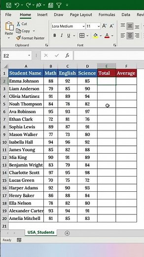 Calculate Student Totals & Averages in Excel!