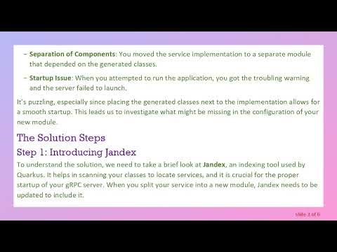 Troubleshooting the gRPC Server Startup Issue in Quarkus