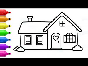 Doll House Drawing and Coloring - How to Draw Cute House